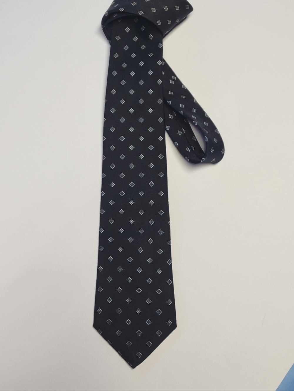 Men's Patterned Dark Blue Dress Tie